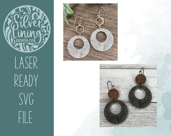 Leaf Pattern Laser Cut Earring SVG File (Commercial Use)