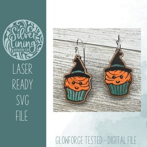 Pumpkin Cupcake Earrings SVG File-Cute Earrings-Glowforge Earrings-Halloween Earrings For Laser-Commercial Use