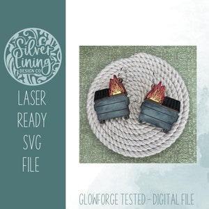Dumpster Fire Earrings SVG File-Funny Earrings-Glowforge Earrings-Halloween Earrings For Laser-Commercial Use