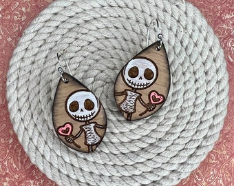 Skeleton Earrings SVG File-Cute Earrings-Glowforge Earrings-Halloween Earrings For Laser-Commercial Use