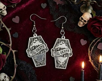 Til Death Coffin Valentine's Day Earrings SVG Laser Cut File  | Glowforge xTool | Digital Download