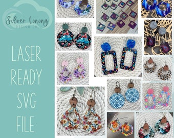 Simple Geometric SubShape Earring Huge Bundle- Patternply/Printed Acrylic-Sublimation-SVG-File ONLY-Commercial Use