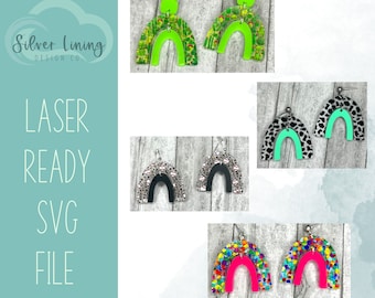 Boho Rainbow Arch Earring SVG File: Laser Cut Pattern (Commercial Use)