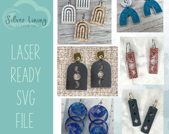 Celestial Earring SVG Bundle: Boho Acrylic Laser Cut Files (Commercial Use)