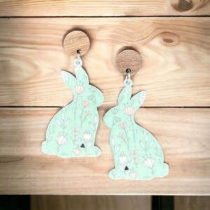 Cute Sitting Bunny Earring SVG File-Spring Earrings-Glowforge Earrings-Easter Earrings For Laser-Commercial Use