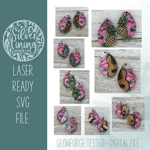 Hawaiian Floral Laser Earring File-SVG-File ONLY-Commercial Use