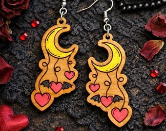 Creepy Valentine Moon Earrings SVG | Laser Cut File (Digital Download)