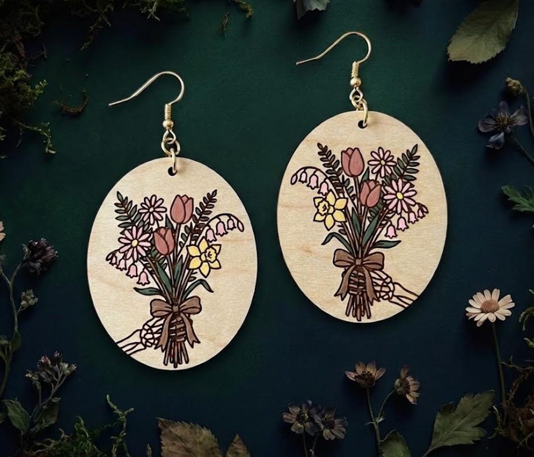 Spring Skeleton Bouquet Earrings SVG Laser Cut File | Glowforge Xtool ...