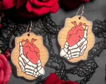 Anatomical Heart Skeleton Hand Laser Cut Earring Design | Digital SVG File for Laser Engraving