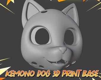 Kemono Dog Fursuit Head Base – 3D Printable Anime Canine Cosplay Mask (Digital Download)