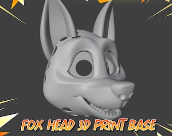 Fox Fursuit Head Base STL – Toony 3D Printable Canine Cosplay Mask
