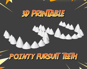 Pointy Fursuit Teeth STL – Sharp Sleek 3D Model (Digital Download)
