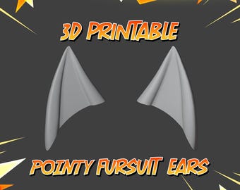 Pointy Style Fursuit Ears – 3D Printable STL (Digital Download)