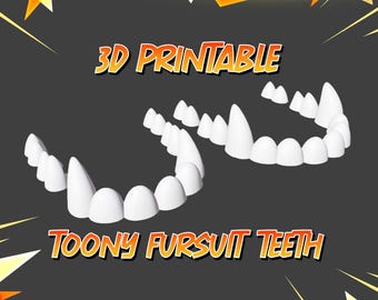 Toony Fursuit Teeth STL – 3D Printable Cartoon Fursuit Parts (Digital Download)