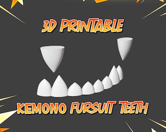 Kemono Fursuit Teeth STL – Anime Style 3D Model (Digital Download)
