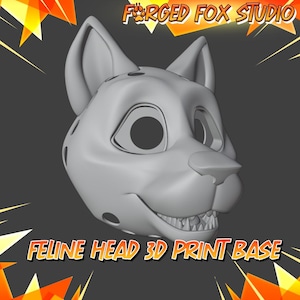 Base de cabeza de felino STL – Máscara de cosplay de felino grande imprimible en 3D de Toony