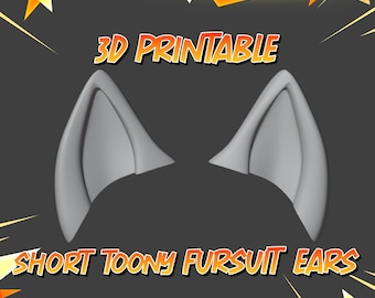 Toony Short Style Fursuit Ears – 3D Printable STL (Digital Download)