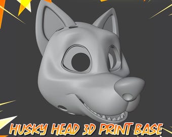 Husky Fursuit Head Base – 3D Printable Toony Canine Cosplay Mask (Digital Download)