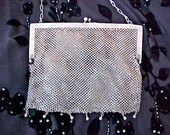 Pretty Gothic Look Victorian Era German Silver Mesh Antique Purse