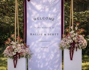 Personalised Fabric Wedding Welcome Sign • Wedding Banner • Bachelorette Party • Custom Designs