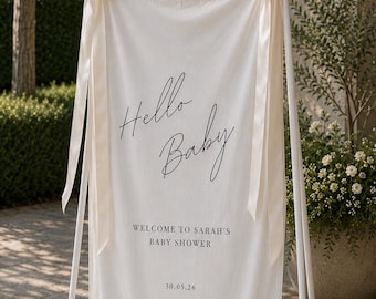 Personalised Fabric Baby Shower Welcome Sign • Gender reveal • Custom Event Banner