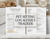 Pet Sitting Log Printable Pet Care Tracker Dog Cat Daily Log Pet Sitter Checklist Medication Tracker Incident Report Sheet