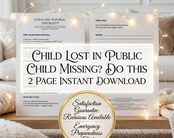 Child Lost in Public Checklist | Emergency Safety Plan (Digital Download)
