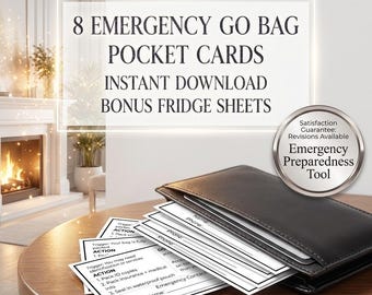 Emergency Go Bag Cards | Survival Checklist, Safety System (Digital Download)
