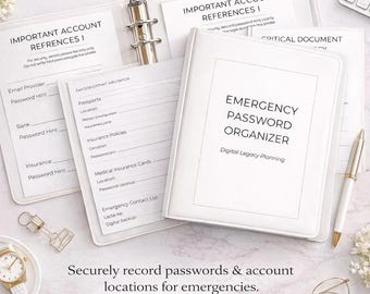 Emergency Password Organizer: Digital Legacy Account Tracker (Printable PDF)