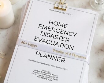 Home Emergency Disaster Evacuation Planner | Family Safety, Go-Bag (Digital Download)