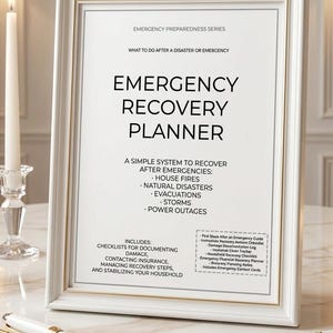 Planificador de recuperación de emergencias / Carpeta de recuperación de desastres imprimible / Rastreador de reclamos de seguros Registro de documentación de daños