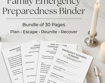 Family Emergency Preparedness Binder | Disaster Planning Printable | Fire Escape Plan, Meeting Point Recovery Planner