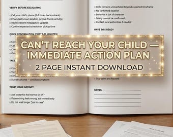 Child Emergency Action Plan | Parent Safety Checklist (Digital Download)