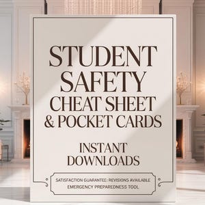 Student Safety Cheat Sheet & Pocket Cards | Middle School Emergency Preparedness (Digital Download)