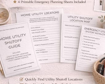 Home Utility Shutoff Guide Printable: Water, Gas, Electrical Locations (Digital Download)