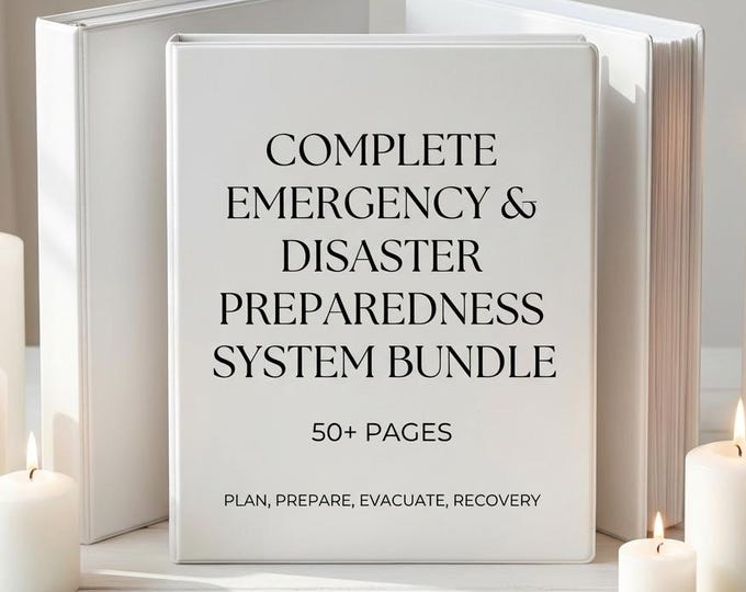 Featured listing image: Complete Emergency Disaster Preparedness Binder | Family Emergency Plan Printable | Evacuation, Go-Bag & Recovery Planner