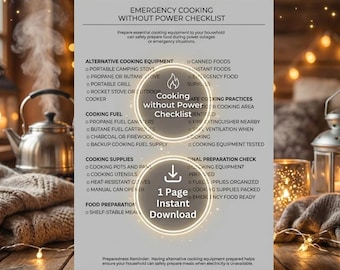 Emergency Cooking Checklist: Off-Grid Supplies, Blackout Preparedness (Instant Download)