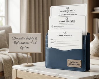 Dementia Safety Information Cards | Alzheimer's Medical ID (Digital Download)