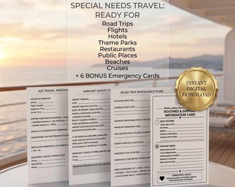 Special Needs Emergency Travel Safety System Printable Travel Autism Travel Binder Organizer Caregiver Emergency Binder Instant Download
