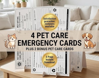 Pet Emergency Care Cards | Quick Reference Kit (Digital Download)