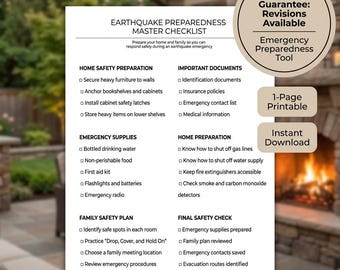 Earthquake Preparedness Checklist: Family Safety Plan (Digital Download)