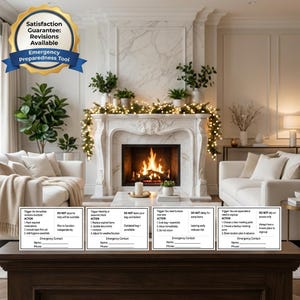 May include: An emergency preparedness tool with a gold seal that reads "Satisfaction Guarantee: Revisions Available." The tool includes cards with instructions and the text "Emergency Preparedness Tool."