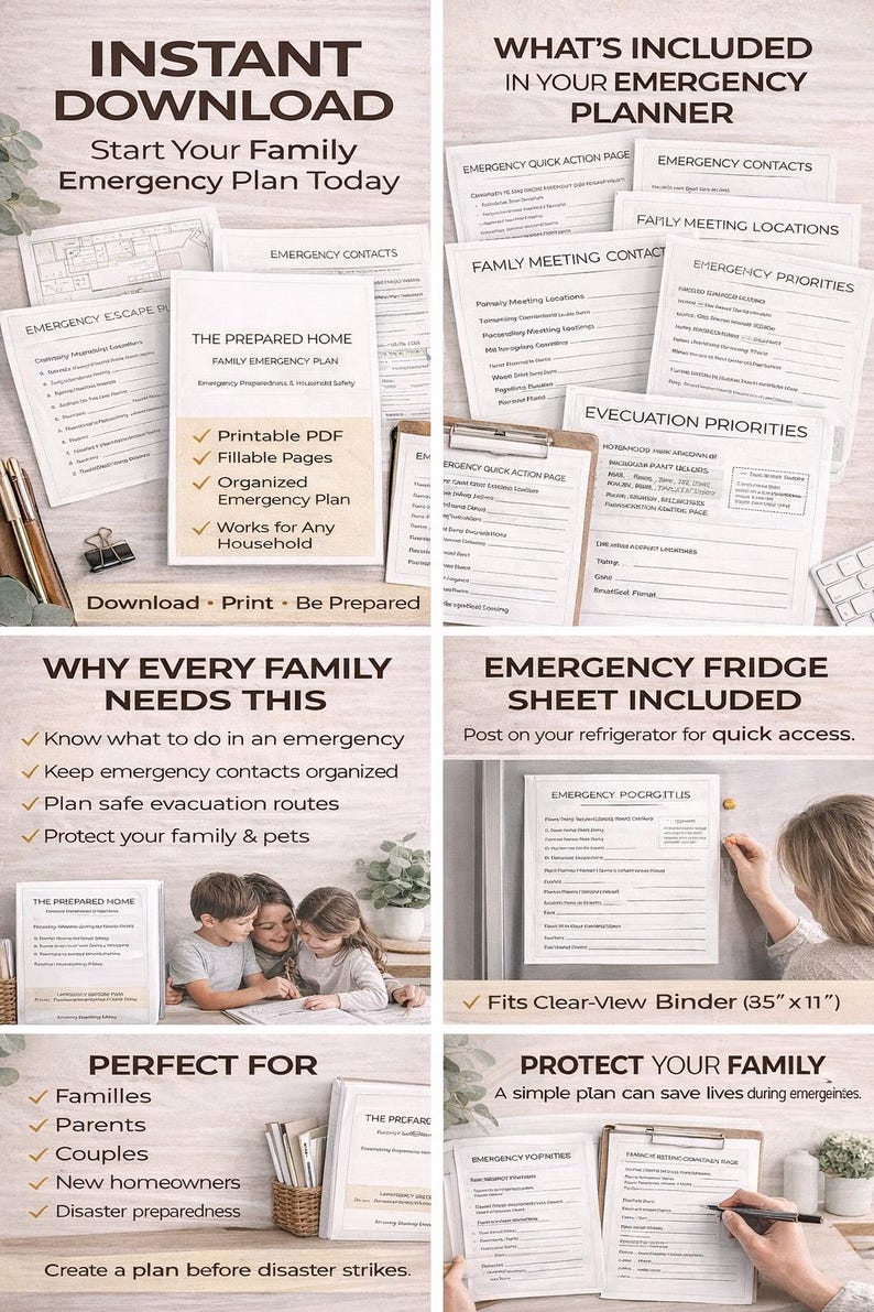 Family Emergency Plan Printable | Disaster Preparedness Binder (PDF ...