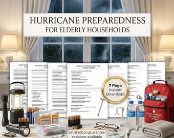 Hurricane Preparedness Planner for Elderly Households | Senior Emergency Binder (PDF Download)