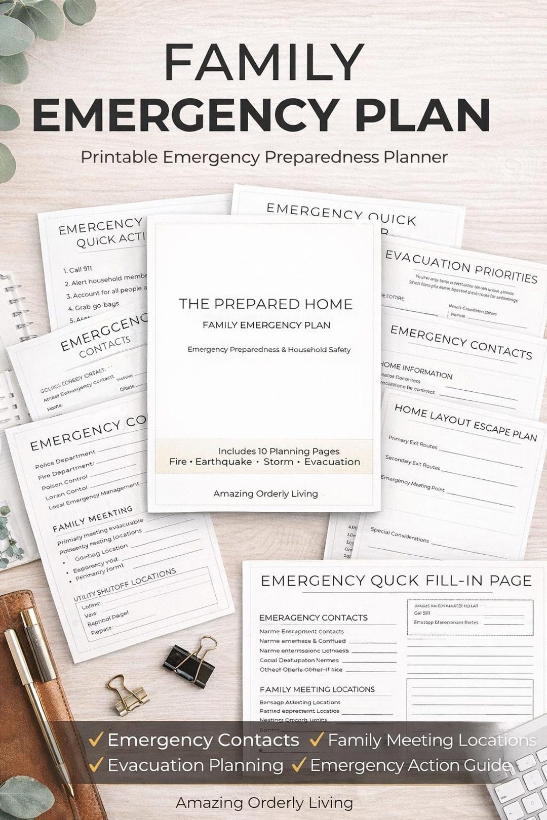 Family Emergency Plan Printable | Disaster Preparedness Binder (PDF ...