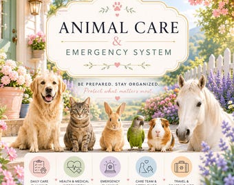 Custom Animal Care Emergency System | Personalized Pet Planner (Digital PDF)