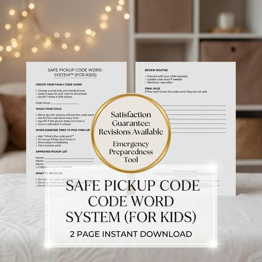 Child Pickup Safety Code Word System | Emergency Preparedness Tool ...