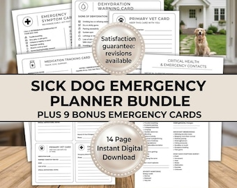 Sick Dog Emergency Planner Bundle | Symptom Tracker, Vet Binder (Instant Download)