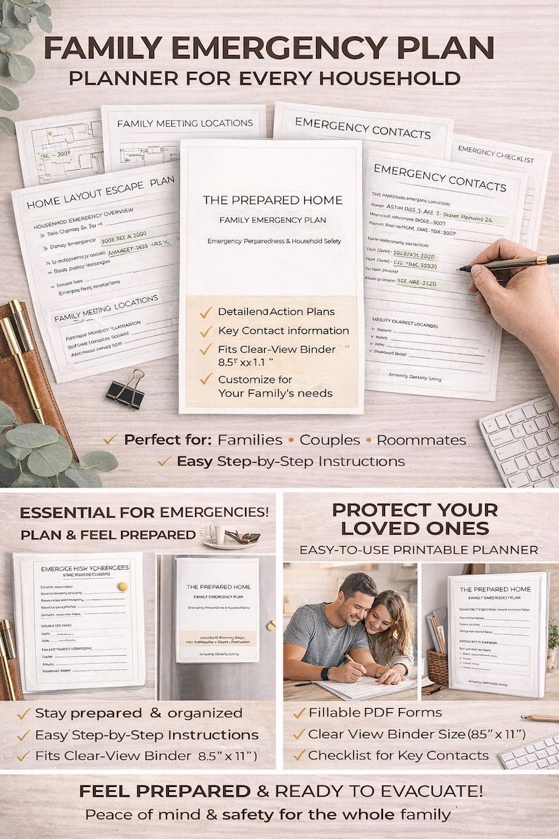 Family Emergency Plan Printable | Disaster Preparedness Binder (PDF ...