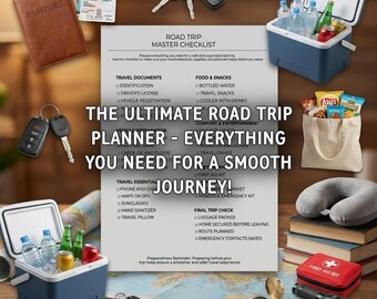 Road Trip Checklist Planner | Travel Packing List (Digital Download)